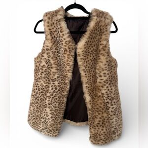 Leopard Print Faux Fur Vest